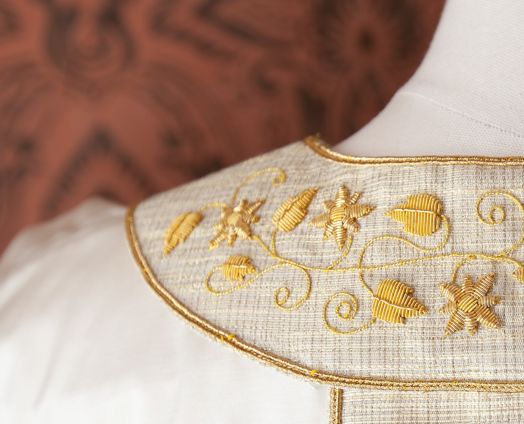 Embroidery on collar of chasuble